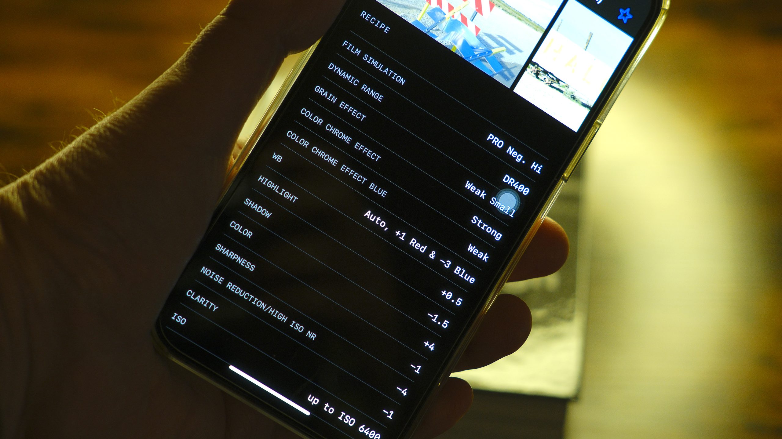 Le ricette simulazioni pellicola Fuji.