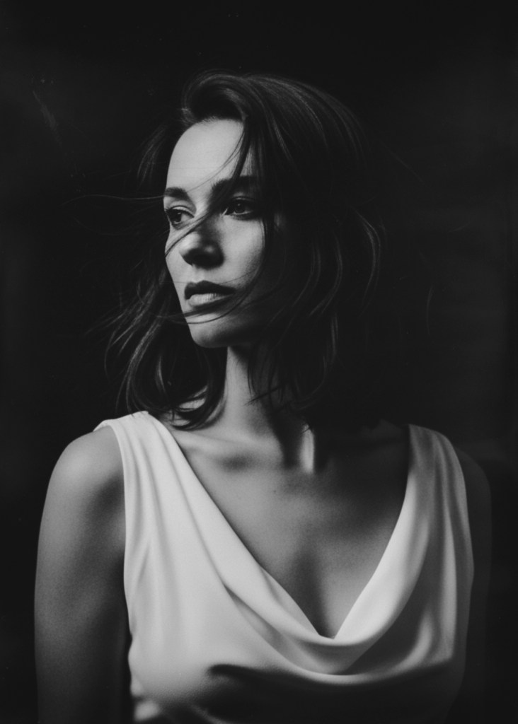 Ritratto in bianco e nero di una persona pensierosa, che evoca emozioni profonde.